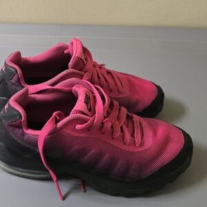 Nike Pink and Black Athletic Shoes with Mesh Design